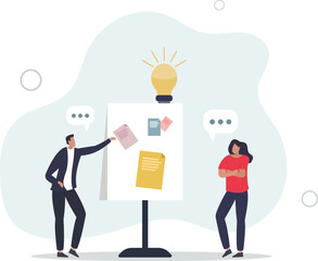 meeting or brainstorm new idea, training course class, Q and A, question and answer chat,flat vector illustration.