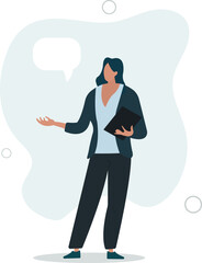Fototapeta na wymiar Communication concept. businesswoman talking.flat vector illustration.