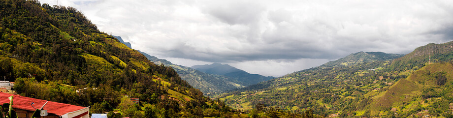 Fototapeta na wymiar Panoramic of a beautiful landscape in Choachí – Cundinamarca – Colombia