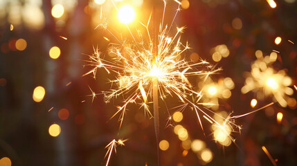 Sparkler glows on a summer night.