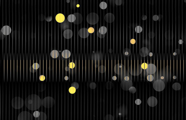 Magical bokeh illumination with yellow lights on a black background