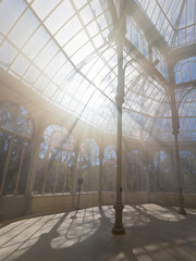 Sun Shines Through Glass Roof of Palacio De Cristal MadridSun Shines Through Glass Roof of Palacio De Cristal Madrid