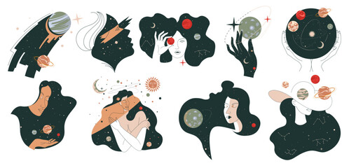 Cosmos and galaxy, woman with stars and planets © Sonulkaster