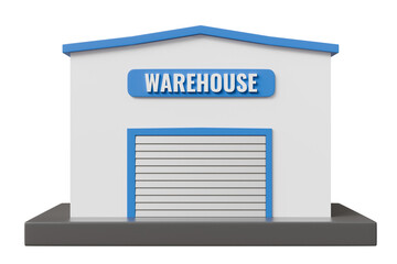 3d warehouse building cargo storage shipment sorting center icon. logistic and factory concept. minimal warehouse building icon creative design. 3d rendered illustration.