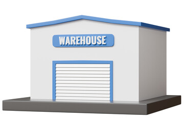 3d warehouse building cargo storage shipment sorting center icon. logistic and factory concept. minimal warehouse building icon creative design. 3d rendered illustration.