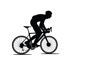 Riding a bicycle. Vector silhouettes