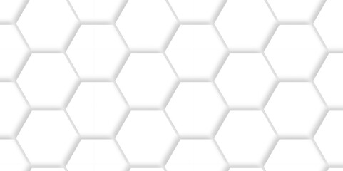Abstract Technology, Futuristic 3d Hexagonal structure futuristic white background and Embossed Hexagon. Hexagonal honeycomb pattern background with space for text.