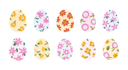 Easter eggs in pastel colors set