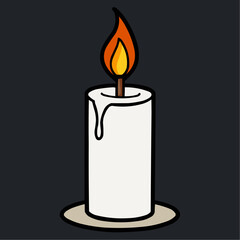 burning candle on black background