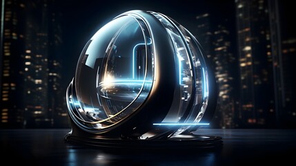 Activated Futuristic Teleportation Capsule Distorting Cityscape in Quantum Mechanics
