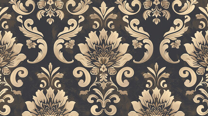 seamless damask pattern. Generative AI.