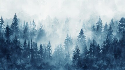 Tranquil pine forest setting comes to life in this abstract background with muted tones. - obrazy, fototapety, plakaty