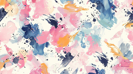 Abstract watercolor hand painted background. Seamless pattern of watercolor splashes and brush strokes. Generative AI.