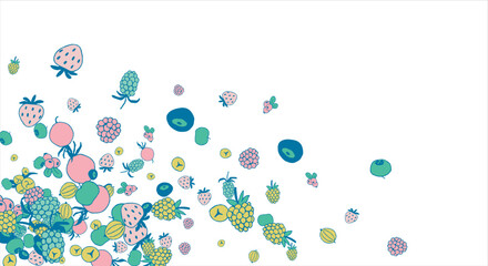 Frame of bright juicy berries. Frame with natural products. Empty space for text. Also can be used as banner, flyer, texture, poster. Hand drawing. Vector background. Illustration