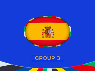 Spain flag for 2024 European football tournament, national team sign.