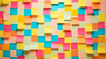 Wall adorned with a creative pattern of sticky notes