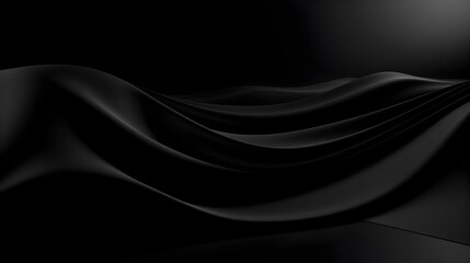 Ethereal Black Fabric Backdrop with Captivating Folds and Waves for High-end Branding and Luxury Design