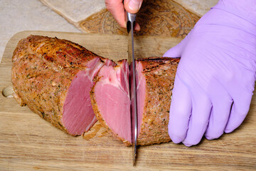 a thin slice of homemade ham is very tasty