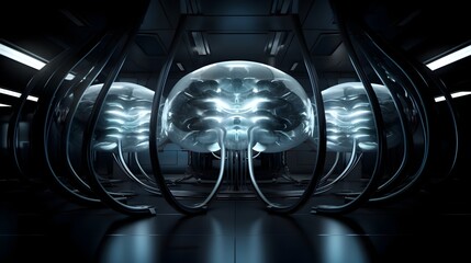 Futuristic Cerebral Research in Mysterious Alien Laboratory