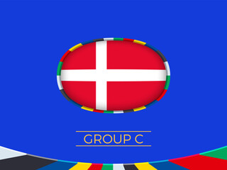Denmark flag for 2024 European football tournament, national team sign.