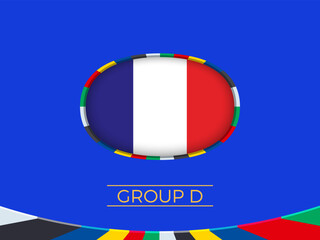 France flag for 2024 European football tournament, national team sign. - 782038166