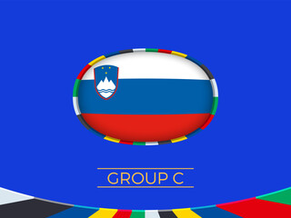 Slovenia flag for 2024 European football tournament, national team sign. - 782038174