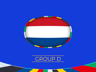 Netherlands flag for 2024 European football tournament, national team sign.