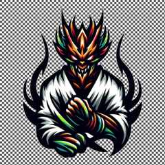 vector illustration of villain fighter suitable for T Shirt Design editable design available in PNG