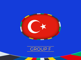 Turkey flag for 2024 European football tournament, national team sign.