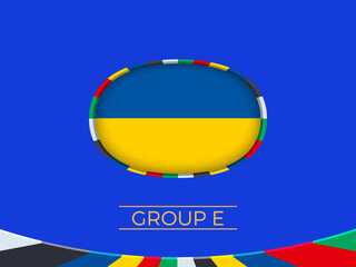 Ukraine flag for 2024 European football tournament, national team sign.