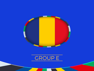 Romania flag for 2024 European football tournament, national team sign. - 782038572