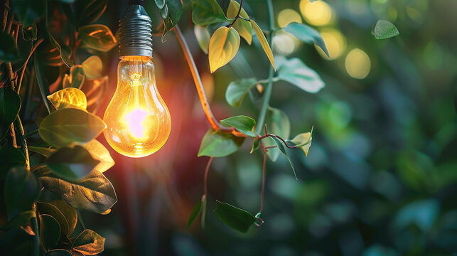 The light bulb is brighter among the trees. AI.