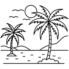      Beautiful seaside view with some coconut palm.
