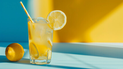 Studio image of a refreshing glass of lemonade