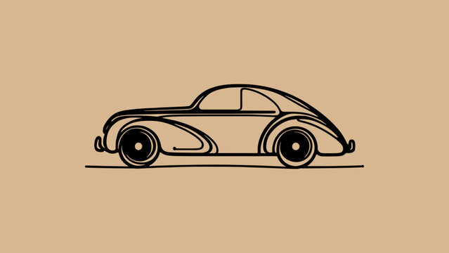 Vintage retro old or classic car illustration hand-drawn style