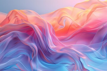 A 3D rendering of a minimalist abstract background with a triple-color blend, surrounded by foggy wind. AI Image