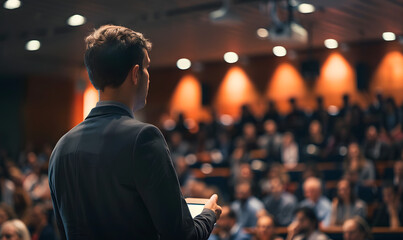 A confident speaker delivering a compelling presentation , Generative AI