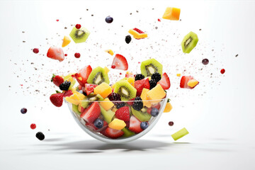 A dish of fruit salad overflowing with natural foods and ingredients - 782043513