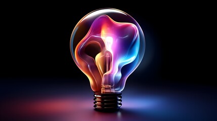 Glowing Bulb of Colorful Brilliance:Visualizing the Spark of Innovative Thinking and Creative Ideation