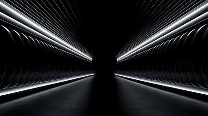 Illuminating Subterranean Passage:Sleek Architectural Corridor with Luminous Lighting and Geometric Design