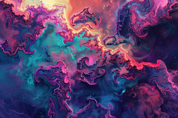 close up horizontal colourful abstract psychedelic glowing illustration
