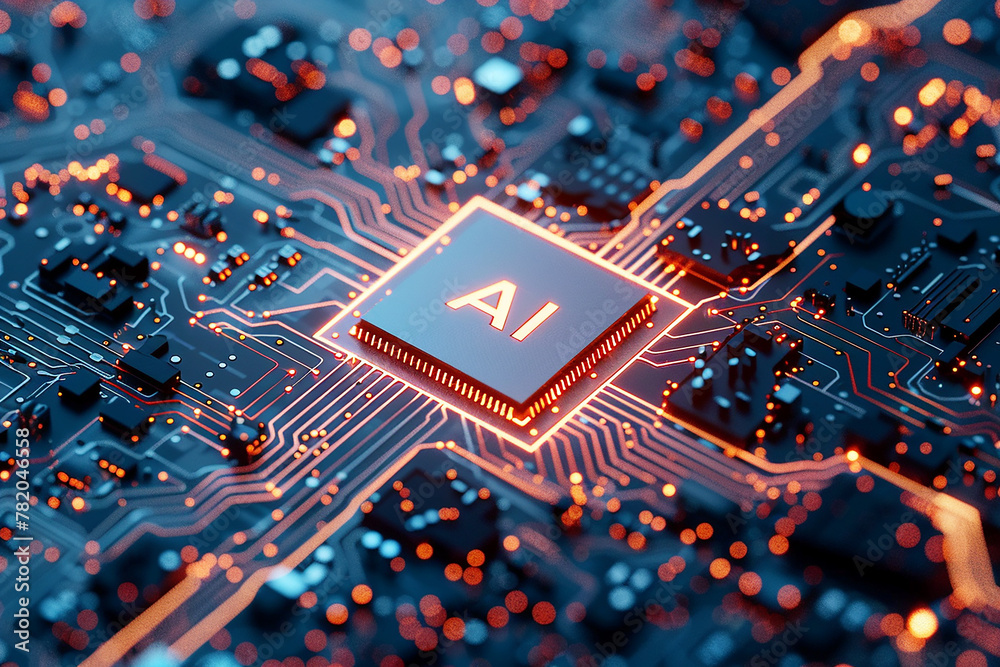 Fototapete a computer motherboard with a state-of-the-art ai processor. ai generative.
