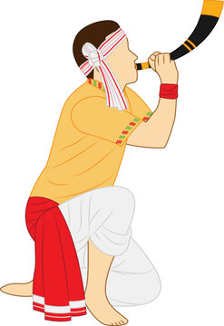Vector illustration of man playing assamese pepa