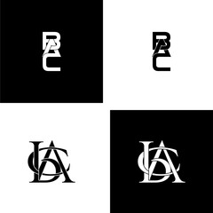bac lettering initial monogram logo design set