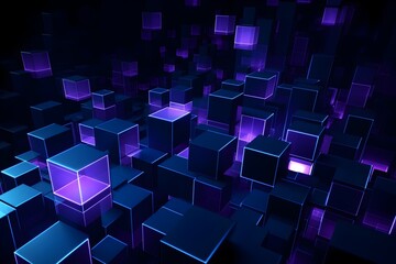Mesmerizing Futuristic Glowing Data Cubes Illuminating the Cyber Landscape