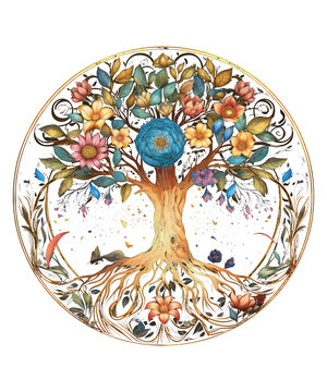 Tree of Life Floral Cosmos Circle Harmony