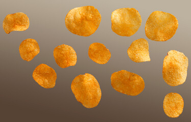 Paprika-Chips, Snack, isoliert, fliegend, Chips, snack,