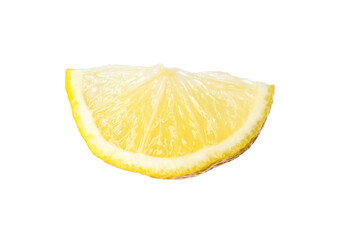 Citrus fruit. Slice of fresh ripe lemon isolated on white