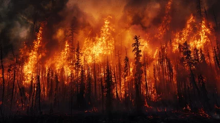 Selbstklebende Fototapeten Witness the raw power of nature  Alaska wildfires up close and personal, a compelling portrayal of the fierce beauty and devastation © Saran