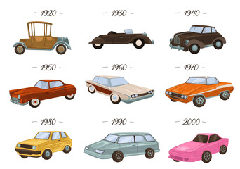 Vintage and retro automobiles, evolution of car